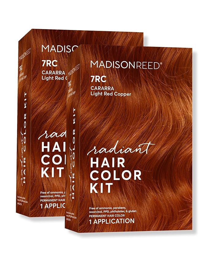 Madison Reed Radiant Hair Color Kit - 7RC Light Ginger Red with Copper Tones (Carrara Crimson), Vivid Color Permanent Hair Dye | PPD-Free & Ammonia-Free, 2 Pack