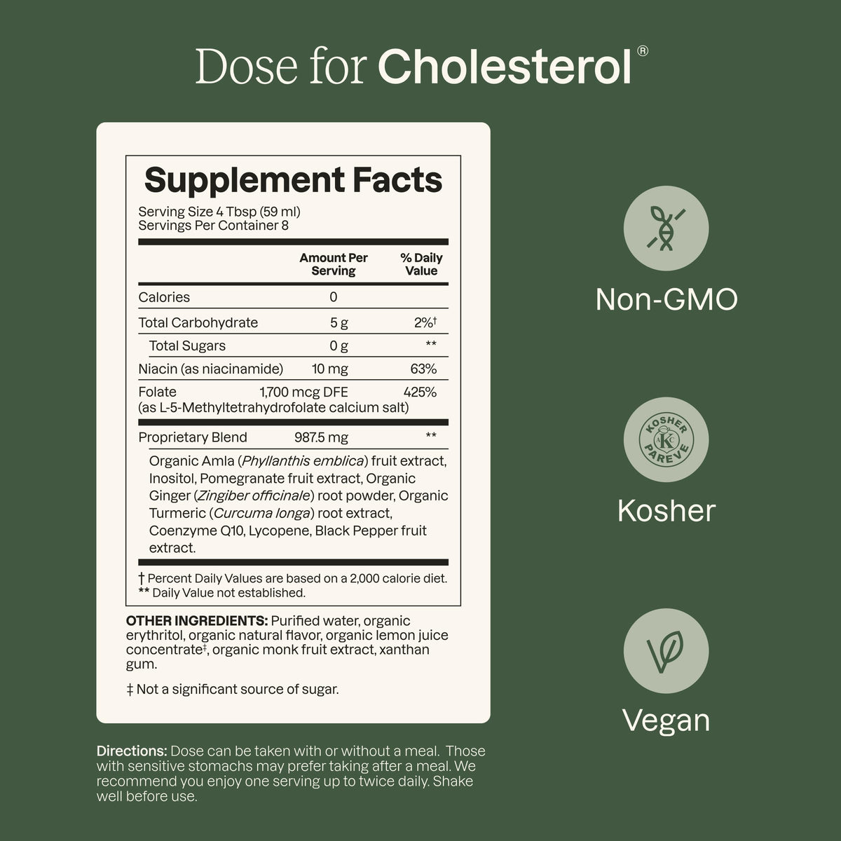 DOSE for Cholesterol Supplements, 16oz Bottle, 6 Pack