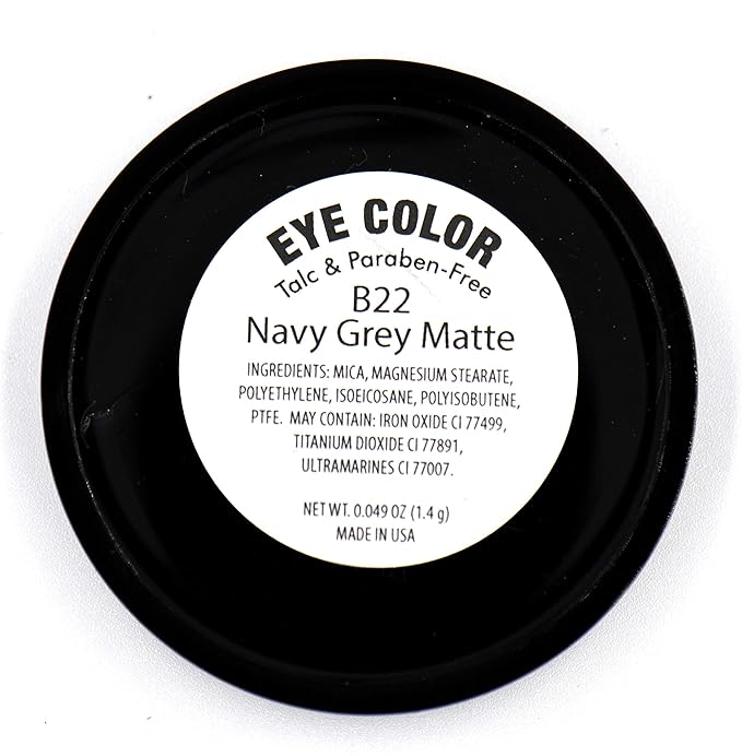 Pure Ziva Navy Blue Grey Gray Silver Matte Opaque Vegan Pressed Powder Single Eyeshadow; Talc, Paraben & Cruelty Free