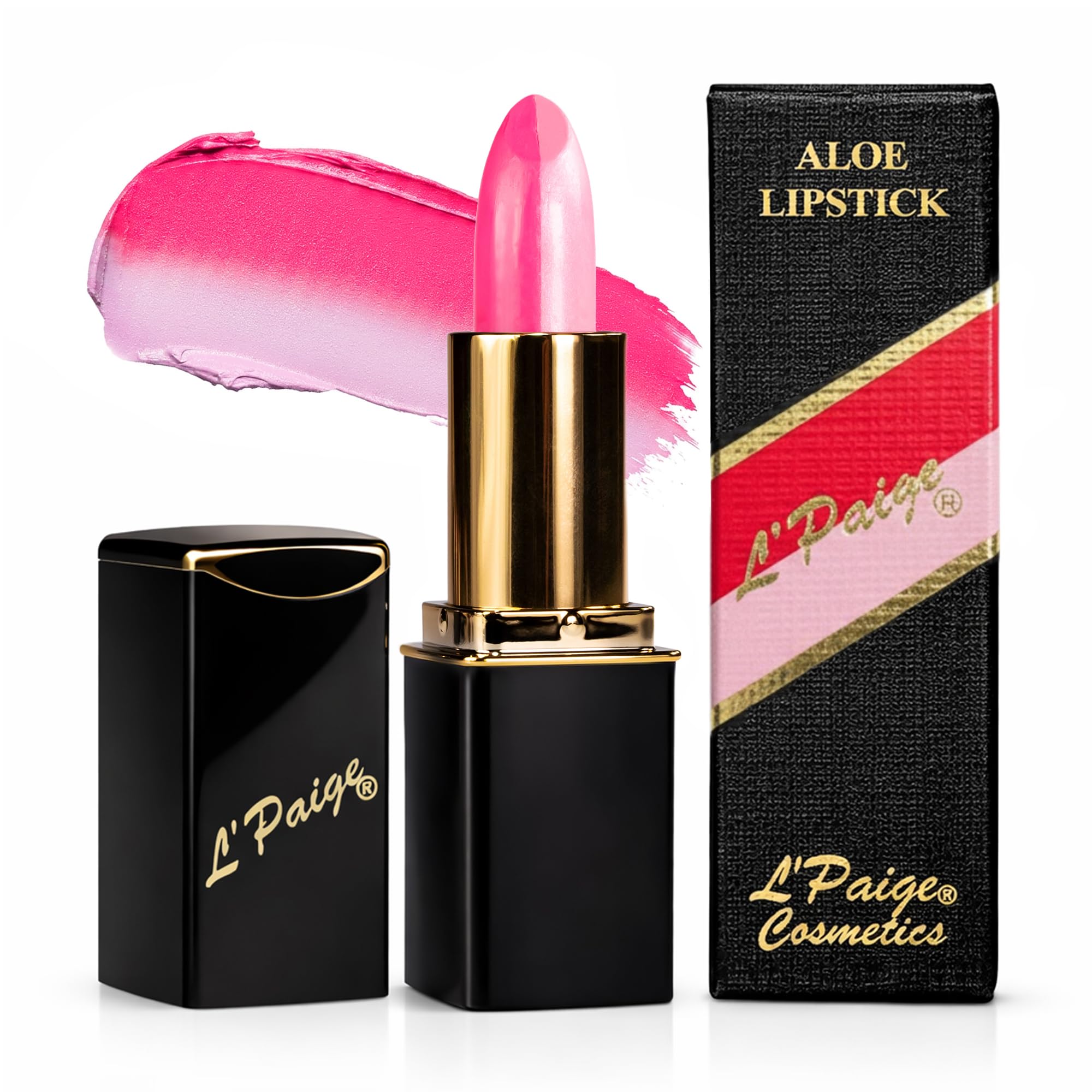 L'Paige Pink/Frost Split Lipstick | Pink & Frost Shimmer Lip Color | Aloe Vera Moisturizing Formula | Long-Lasting Dual-Tone Finish | Shade L95
