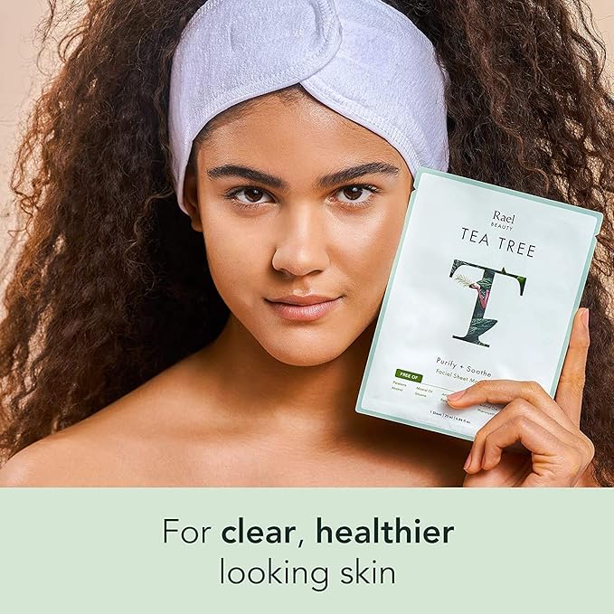 Rael Bamboo Face Sheet Masks, Daily Hydration Skincare (Tea Tree, 5 Ct)
