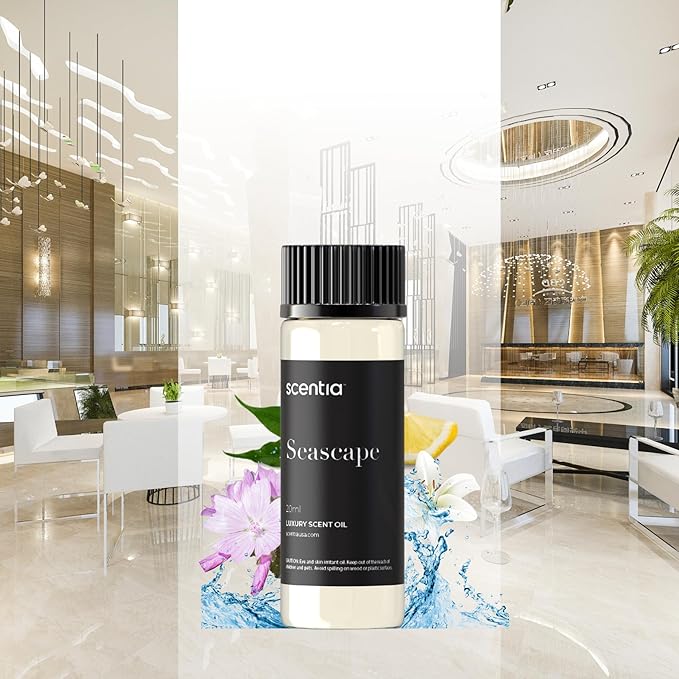 Scentia Escapade Aromatherapy Oil for Diffuser – Hotel Scent Inspired by 5-Star Resort – 20 mL – Jasmine, Bergamot & Marine Natural Fragrance Oil for Waterless & Cold Air Diffusers, Made in USA