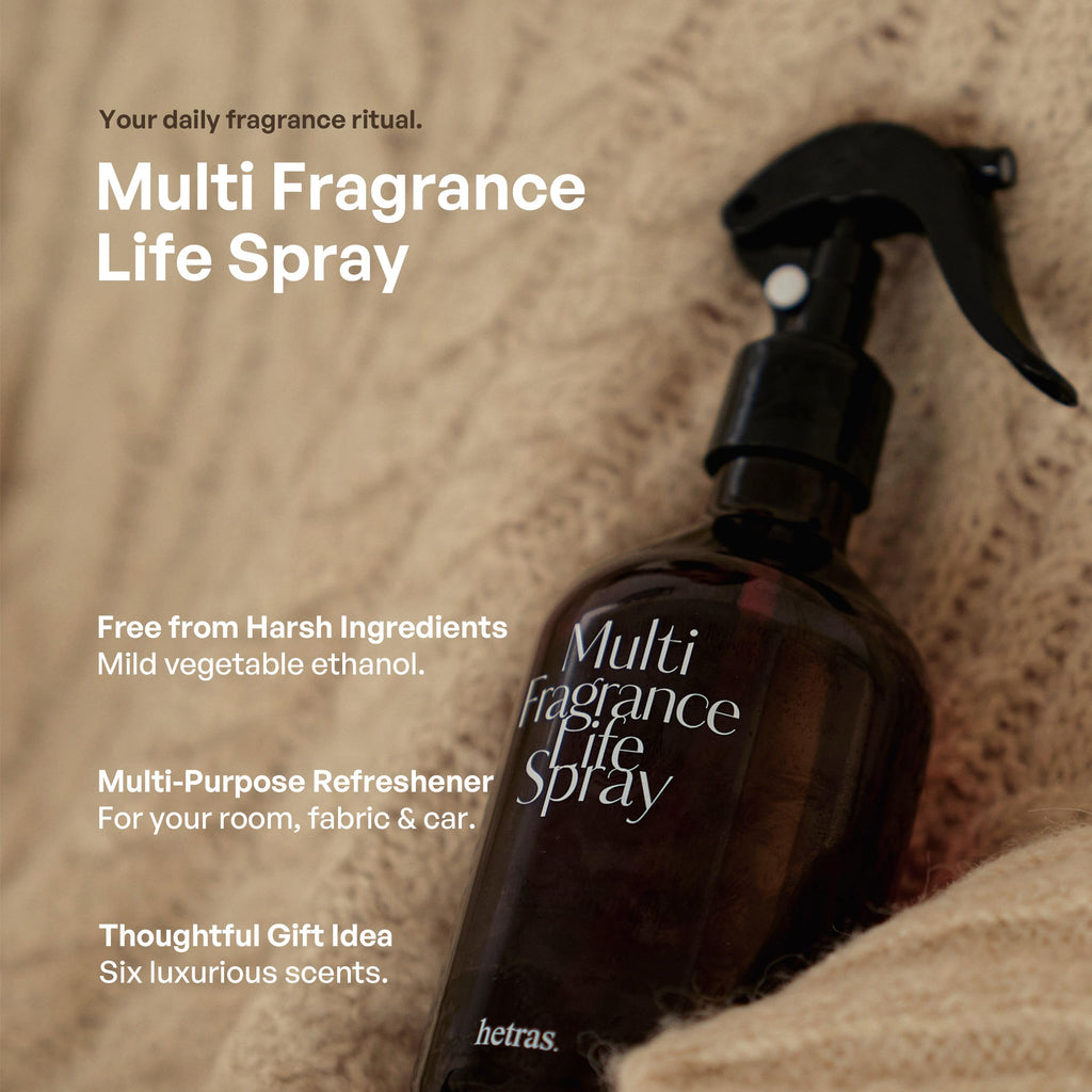 hetras Multi Fragrance Life Spray (La Tulip Shower Scent)–Non-Aerosol Room & Fabric Deodorizer | Large Capacity 10.14 fl.oz x 2-Pack | Elegant Tulip & Magnolia Floral Aroma Infused with Essential Oils