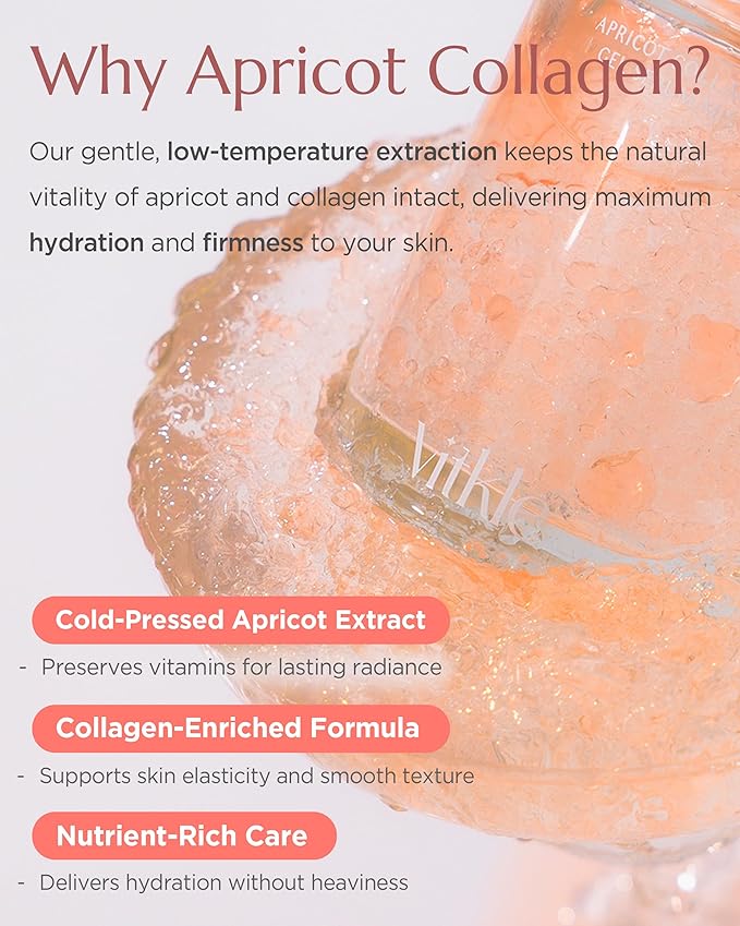 Vitkle Apricot Collagen Gel Serum Mist Korean Face Moisturizer Spray - 8 Layer Hyaluronic Acid and Bakuchiol - Heart Shape Clear Keychain Refillable Travel Portable Bottle, 6.76 fl.oz