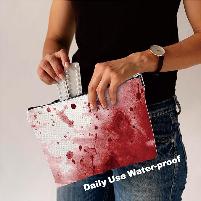 YKYENR Funny Scary Makeup Bag - Simulated Blood Stains - Horror Printing Cosmetic Bag, Toiletry Bag Gift For Girls, Teen, Candy Bag For Halloween， Personal Care & Accessories - A13