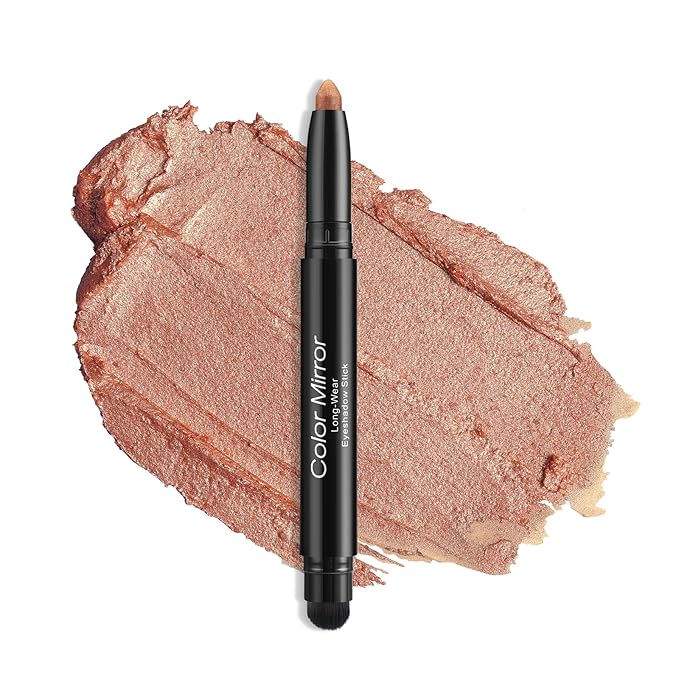 Color Mirror Longwear Cream Eye Shadow Sticks(72 Grapefruit Shimmer),Smudge-Proof, Waterproof Eyeshadow,Silky Formula Glitter With Makeup Brush,Orange Eyeshadow Stick