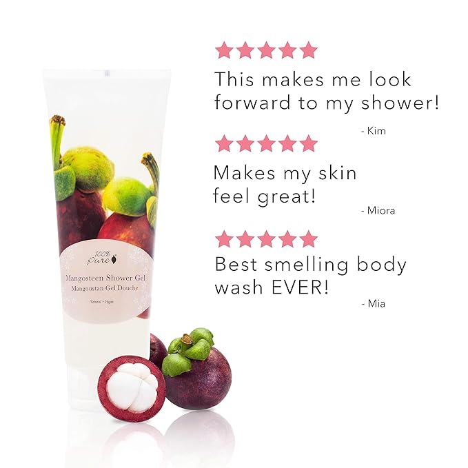 100% PURE Mangosteen Shower Gel Natural Foaming & Hydrating Body Wash