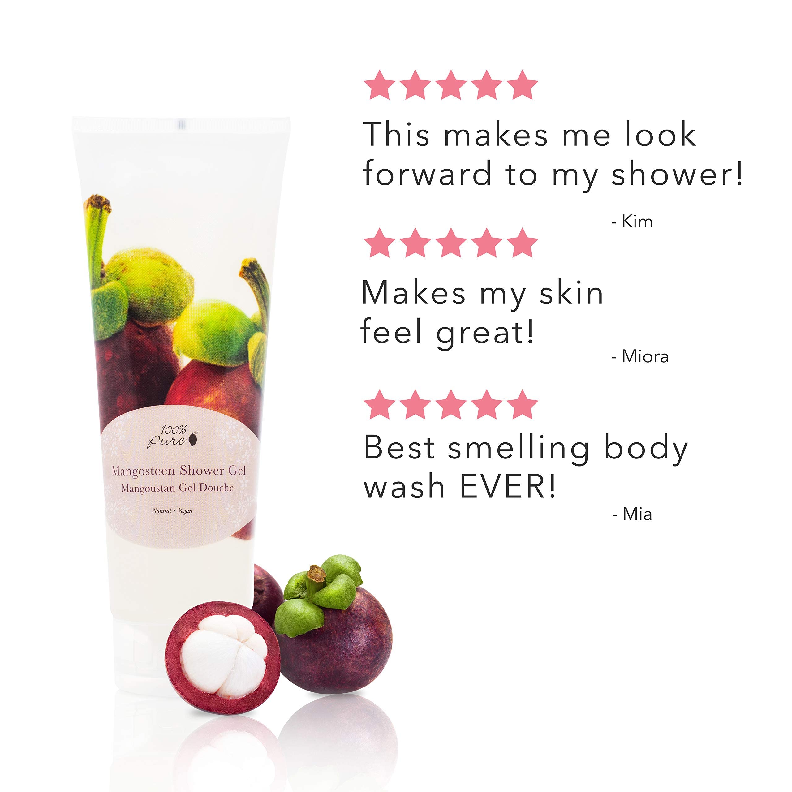 100% PURE Mangosteen Shower Gel Natural Foaming & Hydrating Body Wash