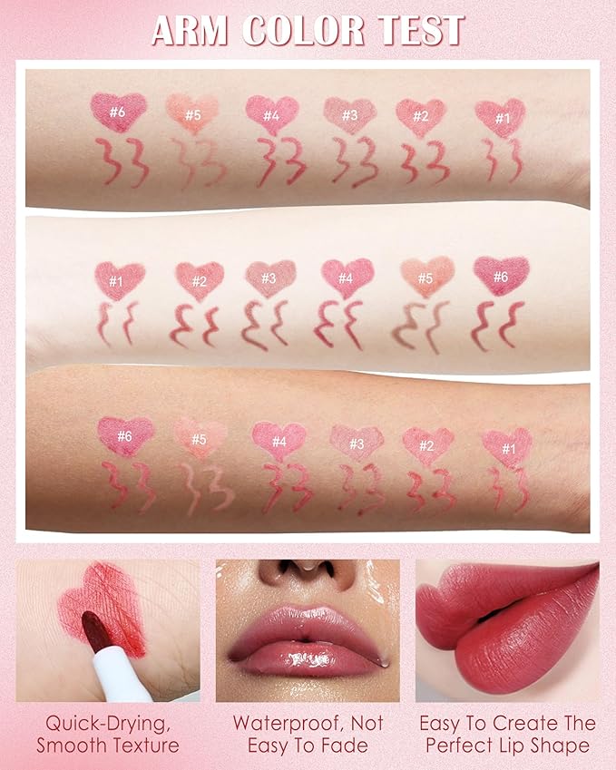 Lip Stain Liner Pen,3Pcs Lip Tint Stain Lip Makeup Tattoo Pencil Waterproof