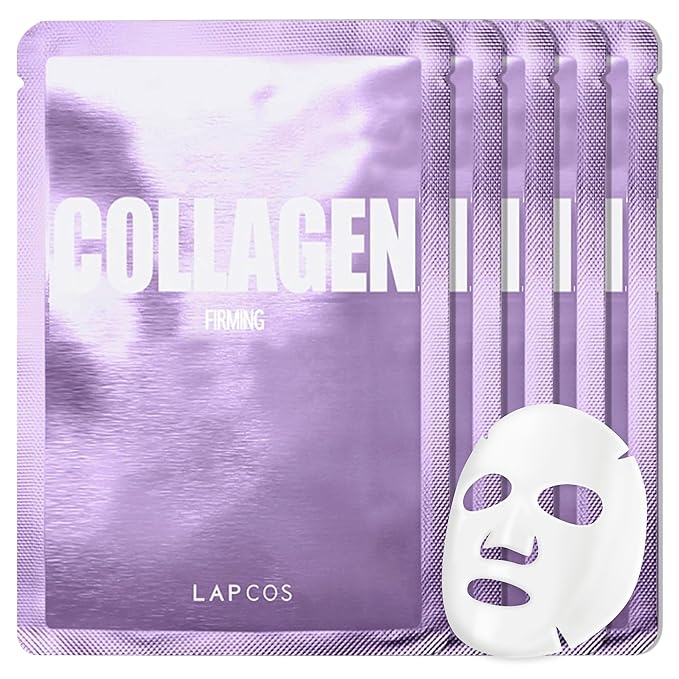 LAPCOS K Beauty Collagen Sheet - Skin Firming Face Mask (Pack of 5)