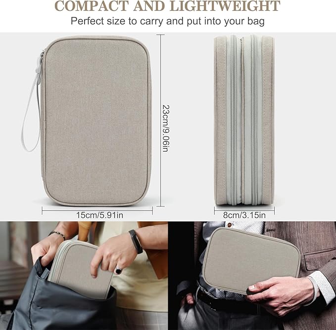 FYY Electronic Organizer, Travel Tech Pouch Bag, Large, Khaki