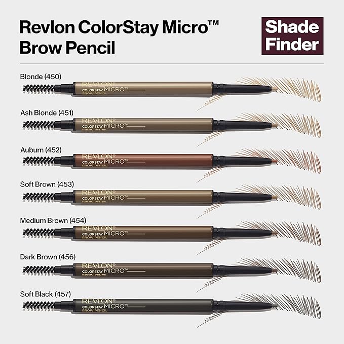 Revlon ColorStay Micro Eyebrow Pencil with Built In Spoolie Brush, Infused with Argan and Marula Oil, Waterproof, Smudgeproof, 454 Medium Brown, 0.003 oz