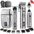 QREEYX Hair Clippers for Man T-Blade Trimmer Nose Hair Trimmer Electric Shaver Set, Professional 4 in 1 Barber Clippers Set for Haircut, Men’s Grooming Kit with LCD Display, Ideal Gift for Him