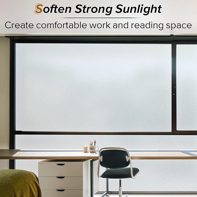 rabbitgoo Frosted Glass Window Privacy Film, Static Cling, 35.4" x 78.7"