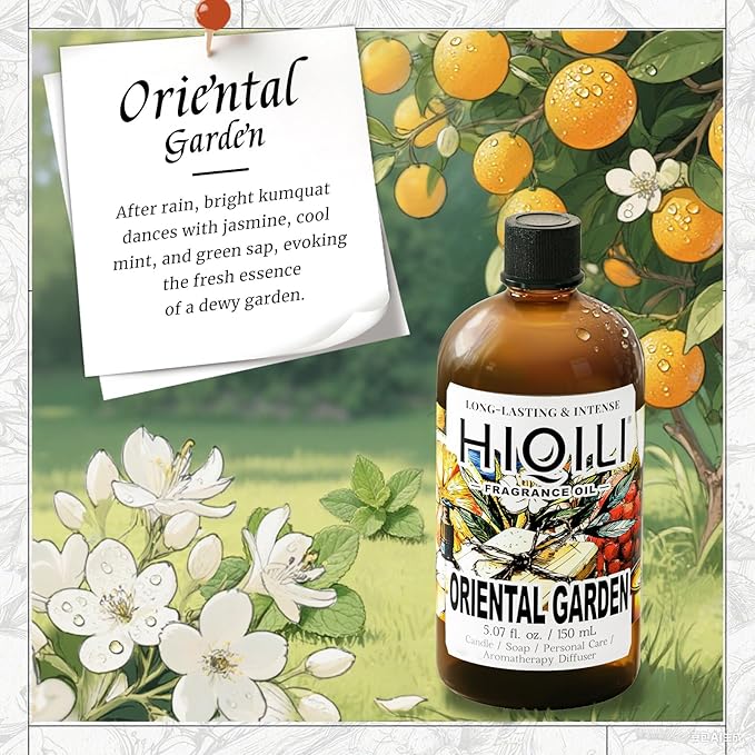 HIQILI Oriental Garden Fragrance Oil for Diffusers,Candle & Soap Making