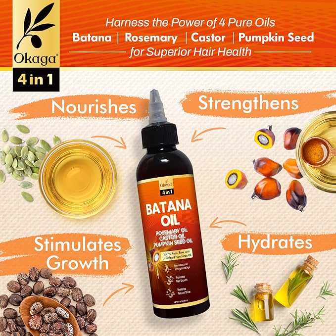 Batana Oil for Hair Growth, 100% Pure Unrefined Honduran, Rosemary, 5 oz