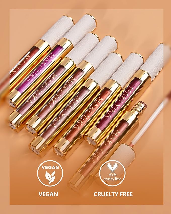 MAKI YIKA Red Lipstick for Women Metallic Lipsticks Glitter Long Lasting Lipstick No Smudge No Transfer Shimmer Liquid Lip Gloss (BR06 Dangerous)