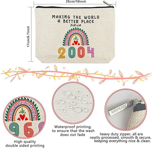 22nd Birthday Gifts for Girls Makeup Bags, 2004 Happy 22nd Birthday Decorations for Teen Girls, 22 Year Old Girl Birthday Gifts for Daughter, Sister, Granddaughter, Cosmetic Travel Pouch, Christmas