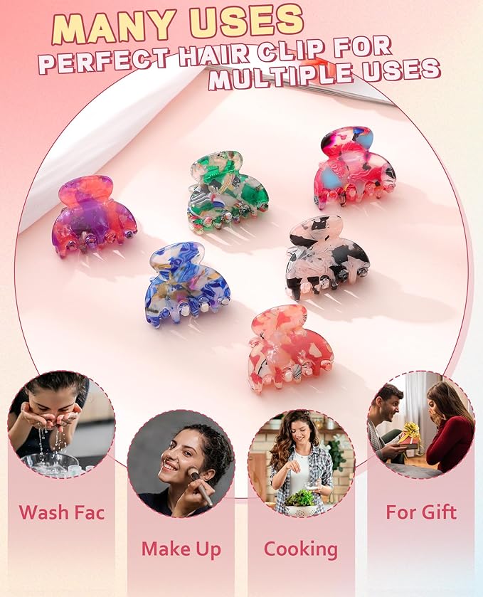 CHLINS 12 Pcs Small Hair Clips for Women, Cute Acrylic Mini Claw Clips Accessories for Thin Fine Hair, Non-Slip Little Jaw Clamps for Half Updo Styling & Bangs