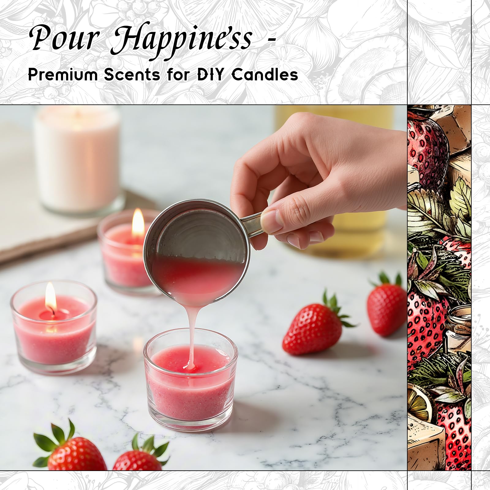 HIQILI Strawberry Fragrance Oil, DIY Fruity Scent Perfume - 5.07 Fl Oz
