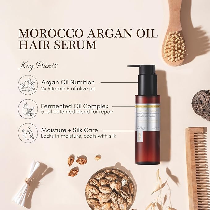 HAARAZ Argan Oil of Morocco, Hydrating Argan Oil Serum for Damaged Hair, Repairs Frayed Ends, Smooths & Strengthens, Suitable for All Hair Types, 3.38 Fl Oz