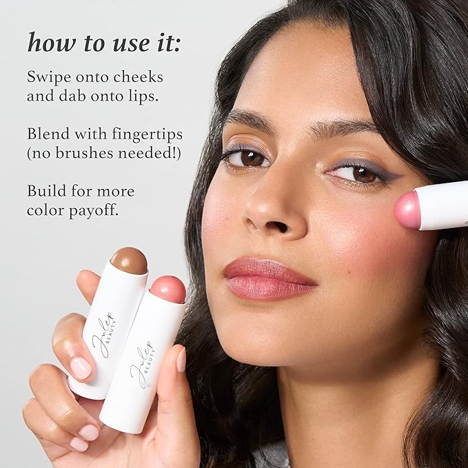 Skip The Brush Cream to Powder Bronzer Stick - Neutral Bronze - 2-in-1 Cream Bronzer and Contour Stick for the Face - Blendable, Buildable, No Brush Needed - Cruelty-Free, Dewy, All Skin Types