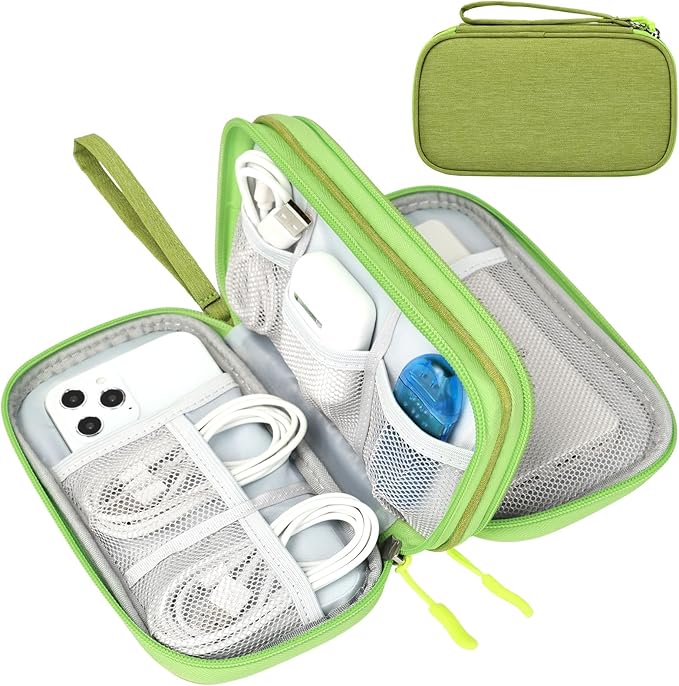 FYY Electronic Organizer, Travel Tech Pouch Bag, Cable Organizer Green