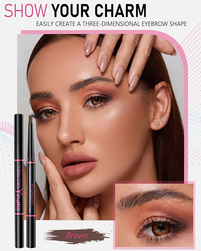 Yfulfill Eye Brow Pencils for Women - Waterproof Brown Eyebrow Pencil with Brush, Filler for Blondes