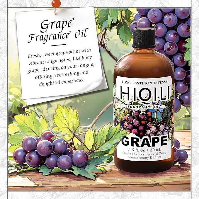 HIQILI Grape Fragrance Oil for Diffusers, Perfume & Room Spray - 5.07 Fl Oz