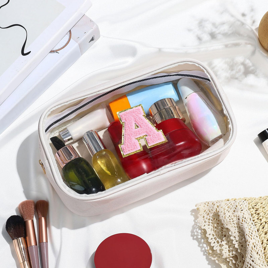 YOOLIFE Initial Birthday Gifts for Girls Kids Travel Toiletry Bag Birthday Gifts for Girls Kids Clear Makeup Bag Preppy Cosmetic Bag Birthday Gifts for 3 4 5 6 7 8 9 10 11 12 13 Year Old Girls White K