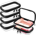 Sanwuta 6 Pcs Clear Hard Zipper Case Plastic Zipper Pouches Transparent Makeup Bag Pencil Case Pouches Toiletry Diaper Bag for Travel Toy Storage Organizer Bins(Black,5 x 3 x 2 Inch)