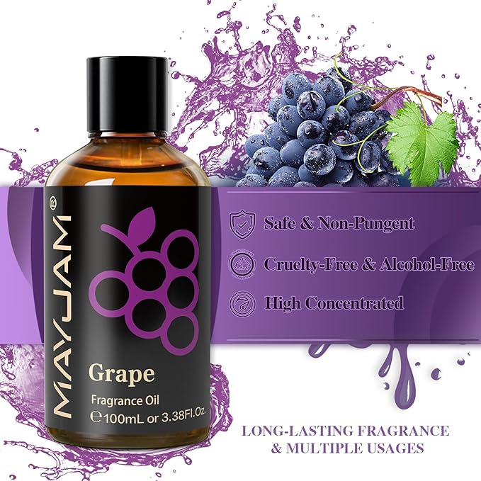 MAYJAM Grape Fragrance Oil for Diffusers for Home, 3.38FL.OZ