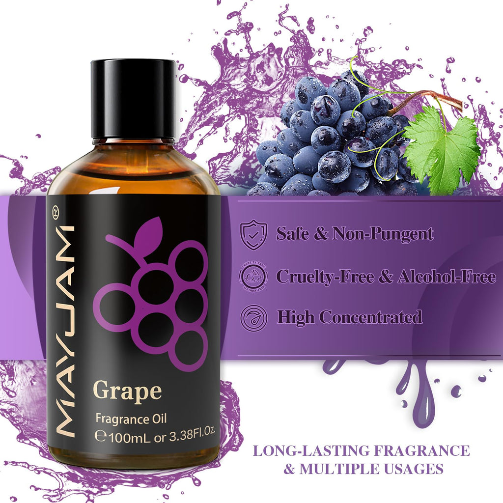 MAYJAM Grape Fragrance Oil for Diffusers for Home, 3.38FL.OZ