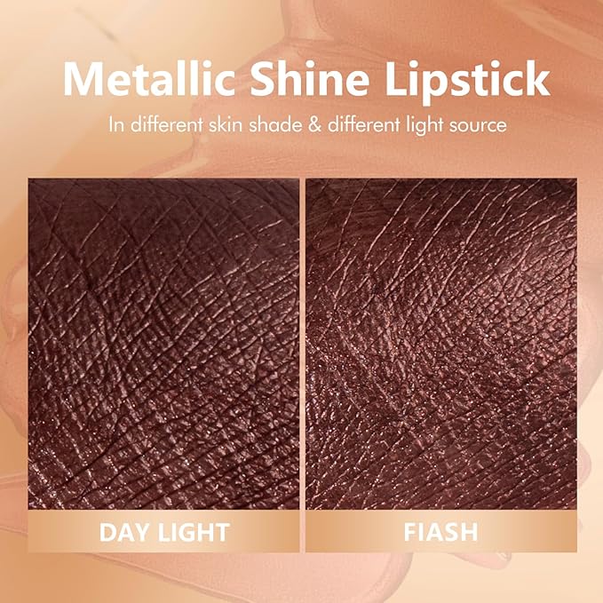 MAKI YIKA Brown Lipstick for Women Bronze Metallic Lipsticks Long Lasting