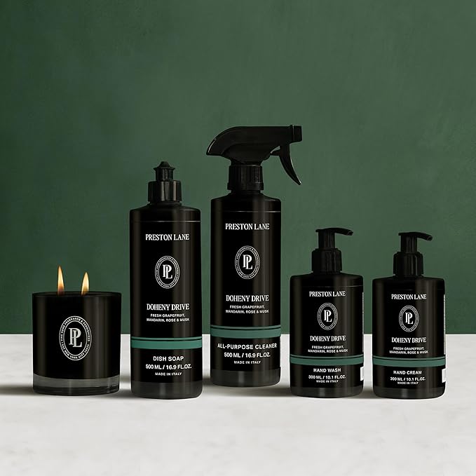 Preston Lane Hand Soap, Dish Soap, Candle & Cleaner Spray Set, Doheny Drive
