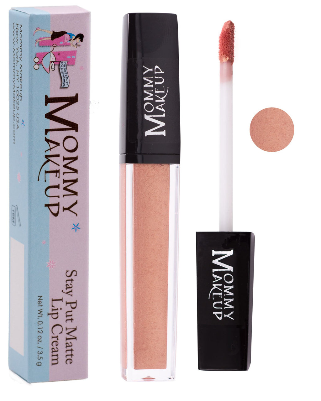 Mommy Makeup Stay Put Matte Lip Cream, Kiss-proof Lipstick (Roxie)
