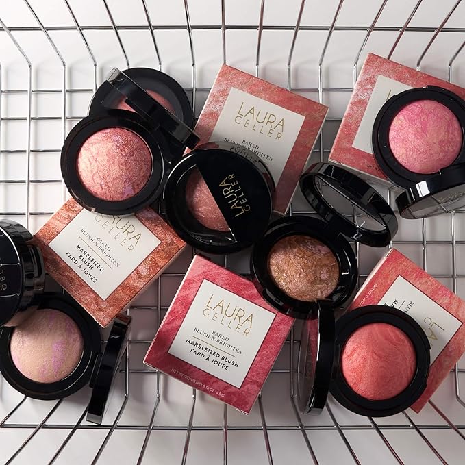 LAURA GELLER NEW YORK Baked Blush-n-Brighten for Mature Skin - 01 Pink Buttercream- Powder Blush Won't Settle into Fine Lines - Buildable Natural Finish – Longlasting Formula - Made in Italy