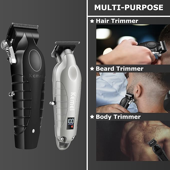 KEMEI Hair Clippers for Men and Trimmers Set Cordless Zero Gap Hair Trimmer