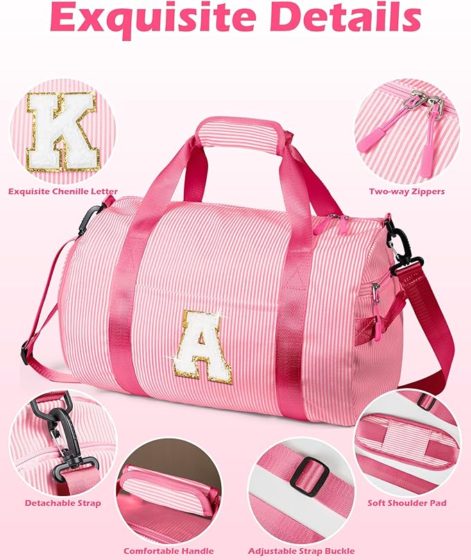 Vogewood Dance Recital Gifts, Girls Travel Duffle Bag Kids Initial Gift