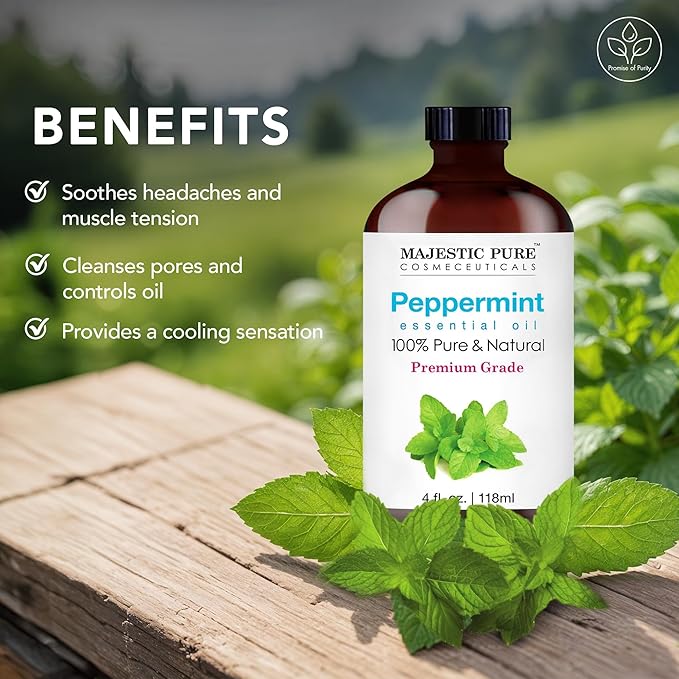 Majestic Pure Peppermint Essential Oil for Diffuser - 4 Fl Oz