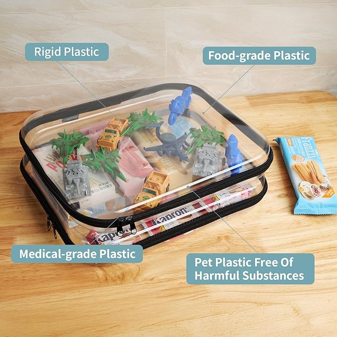 YQBRAO Clear Hard Shell Storage Organizer Set, 2-Pack, Black