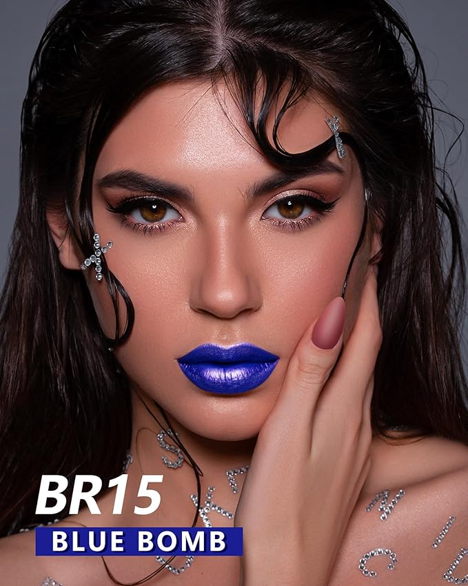 MAKI YIKA Blue Lipstick for Women Glitter Lipsticks Long Lasting Lipstick