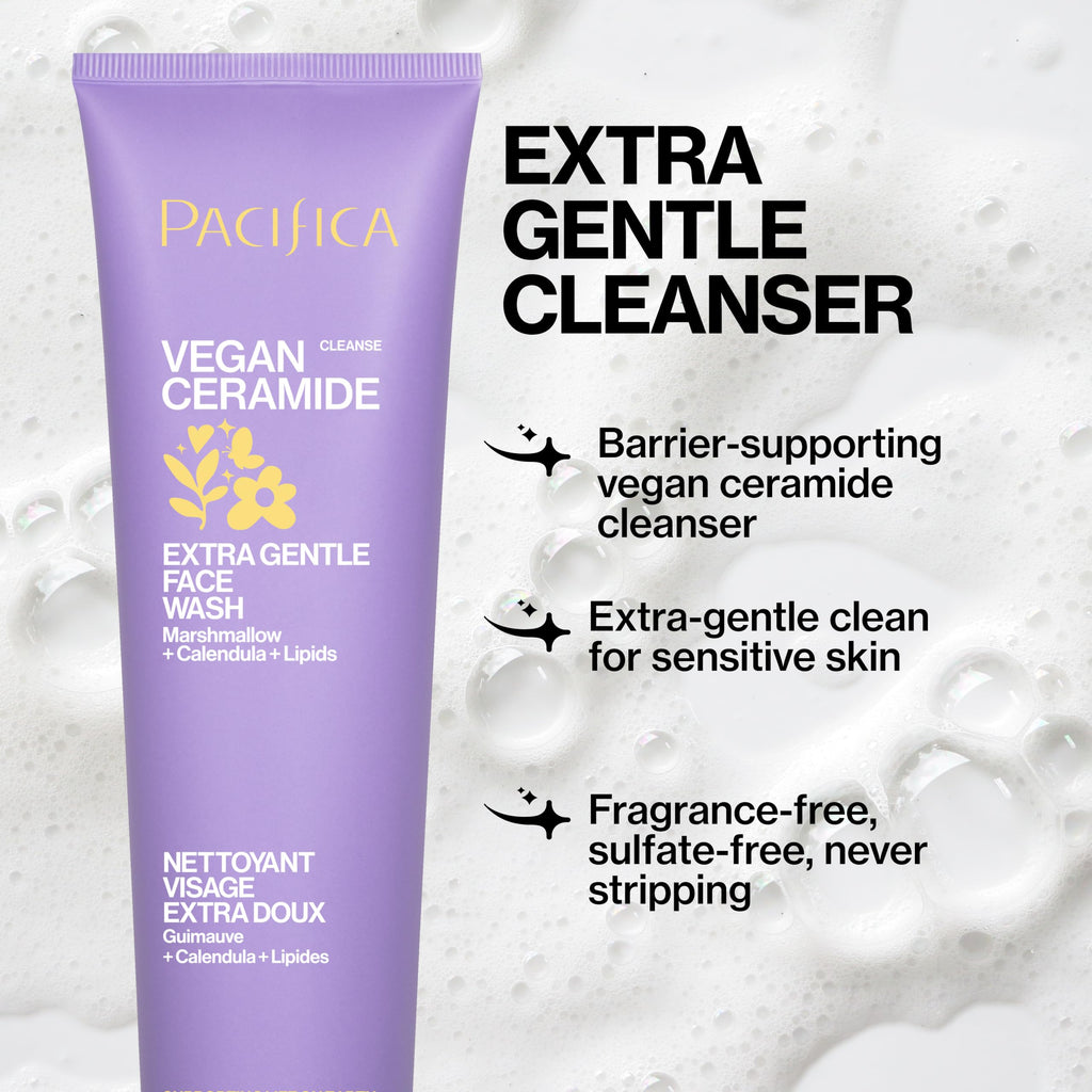 Pacifica Face Wash for Sensitive Skin Facial Cleanser Vegan Ceramide Barrier Repair Extra Gentle for Daily Fragrance Free for Sensitive Skin, Clean Beauty, Vegan & Cruelty-Free Dermatologist Tested
