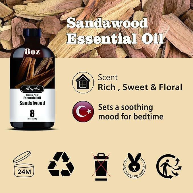 MLYNKL Sandalwood Essential Oil,Sandalwood Oil for DIY Candles,8 fl oz