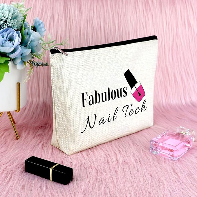 Nail Artist Appreciation Gifts Makeup Bag Nail Technician Gift for Women Graduation Presents Cosmetic Bag Retirement Birthday Presents for Her Women Christmas Thanksgiving Keepsake Travel Pouch