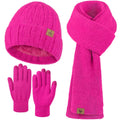 LOROME Winter Beanie Hat Gloves Scarf, Cashmere Hat Gloves Scarf Set Women