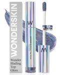 Wonderskin Lip Gloss - Blue Glitter Top Gloss, Long Lasting Gloss