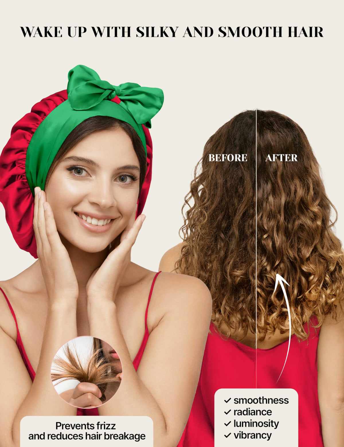 100% Mulberry Silk Bonnet for Sleeping Women with Wonder Loop Tie – No-Slip Silk Sleep Cap, Reversible Silk Hair Wrap for Sleeping for Curly, Long Hair & Waves - Mothers Day Gift for Wife & Mom