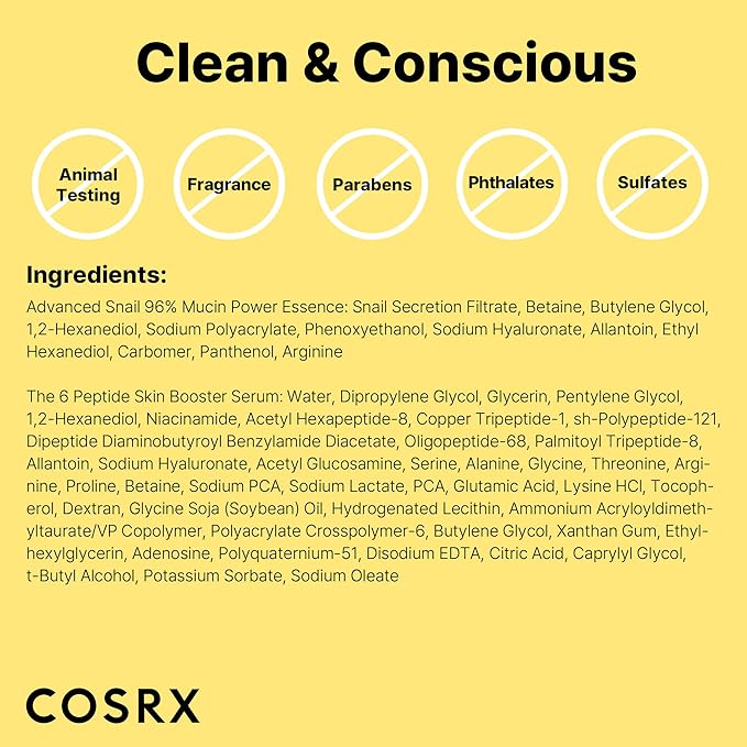 COSRX Snail Mucin 96% Peptide Booster Set, Self Care Gift Set for Women