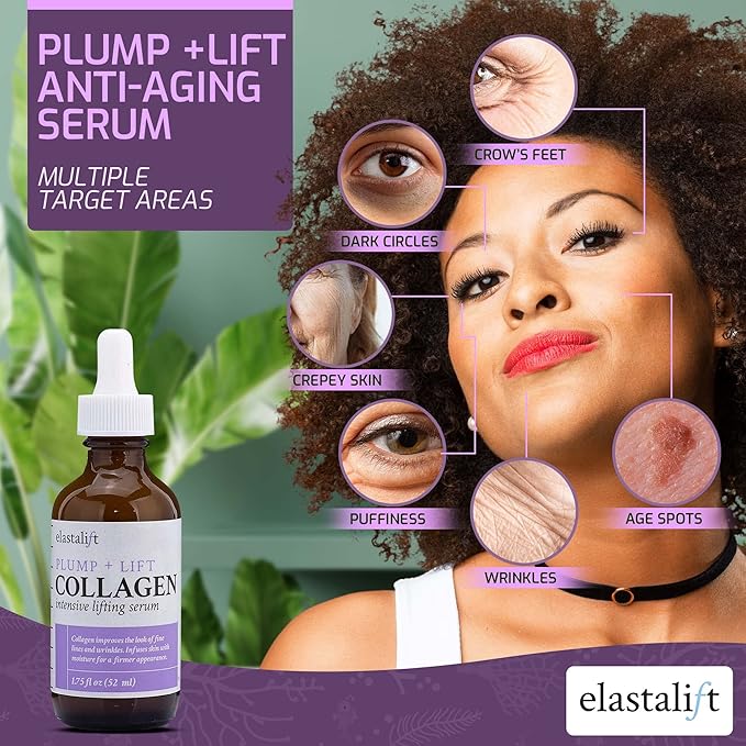 Elastalift Collagen Serum for Face + Body Cream & Face Moisturizer Skin Care Bundle, Face Serum + Body Lotion for Skin to Lift, Plump, & Firm Sagging Skin, 2-Piece Set